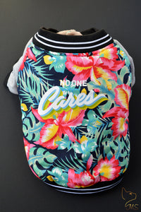 Pull pour chat de type blouson avec des fleurs 