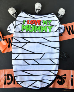 Tee shirt pour chat blanc avec bandes noire