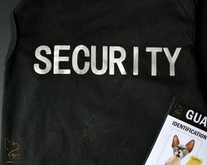 Tee shirt pour chat de couleur noir avec inscription security