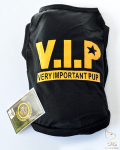 Tee shirt pour chat  de couleur noir avec inscription VIP