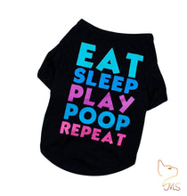 Charger l&#39;image dans la galerie, Tee shirt pour chat avec inscription eat sleep play poop repeat