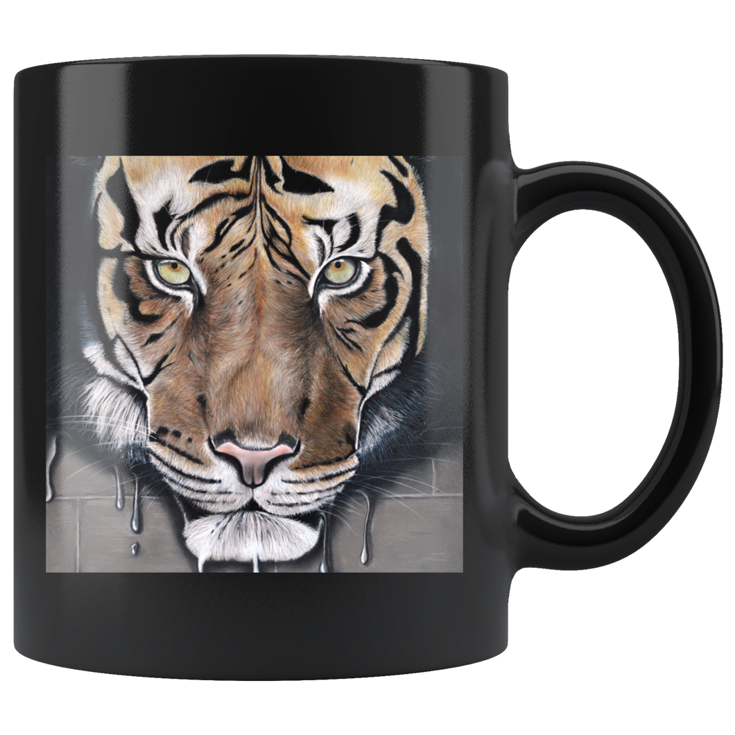 Mug original noir avec tigre